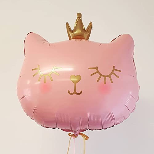 Big 22 Inch Pink Cat Balloons Foil Helium Adorable Crown Kitty Cat Shaped Animal Balloons For Girls Kitten Pet Cat Theme Birthday Party Decorations Supplies(Pack Of 4) #TOP3