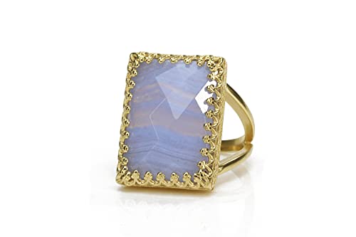Bague vintage en agate hypoallergénique en or 14k toutes tailles 3-12.5