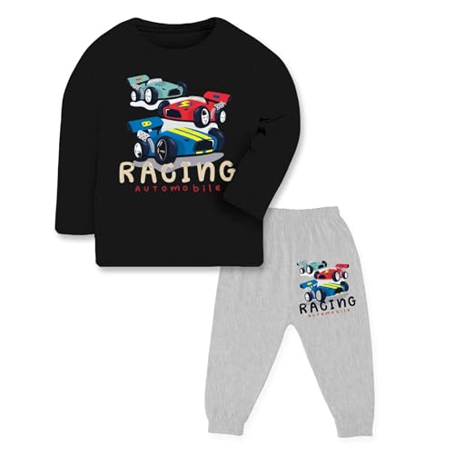 Image of TS LAVI TAVI Trendy Printed Unisex Cotton T-Shirt & Pyjama Set | Full Sleeve Top & Track Pant | Boys & Girls | Pack of 3 | Newborn & Kids
