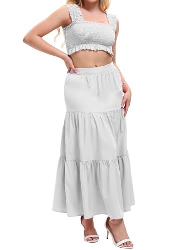 Image of Women's 2 Piece Beach Skirts Sexy Party Dress Crop Top and Long Skirt Sets