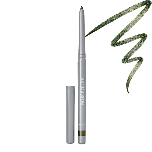 Sandstone Scandinavia Hypoallergenic Waterproof Metallic Eyeliner Pencil – Green – Fragrance-Free, Vegan – Smudge-Proof Eye Liner for Sensitive Eyes