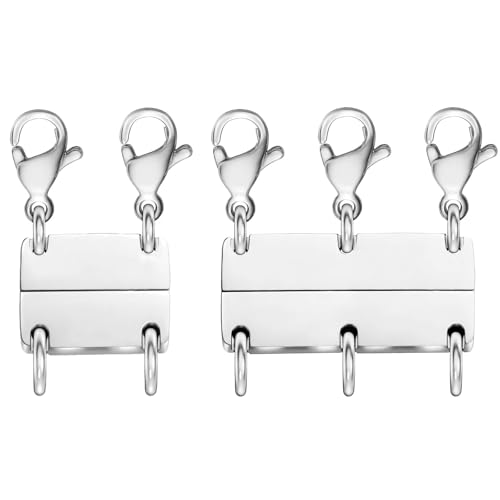OHINGLT Multi Necklace Layering Clasp Silver Necklace Separator for Layering Strong Magnetic Clasps Jewelry Connectors for Layered Look