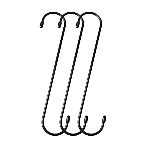 Baoswi Paquete de 3 ganchos extra largos en forma de S, de acero resistente, 25 cm, para colgar plantas, armarios, cocina, garaje, interiores y exteriores