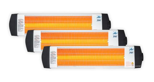 Econat C-15 Infrared Electric Heater 1500W, Wall Mounted Indoor/Outdoor Heater with Adjustable Thermostat, Energy Efficient – 3 Pack