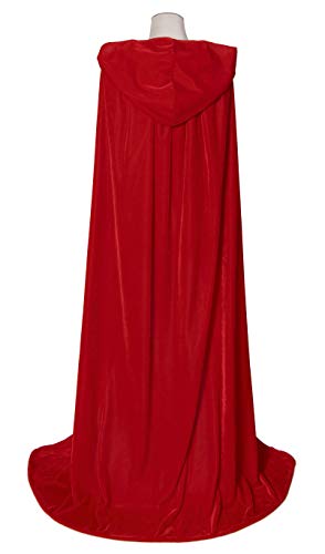 Bigxian Long Hooded Cloak Velvet Cape Witch Costume Halloween Costumes For Women Men (Red, Large) #TOP3
