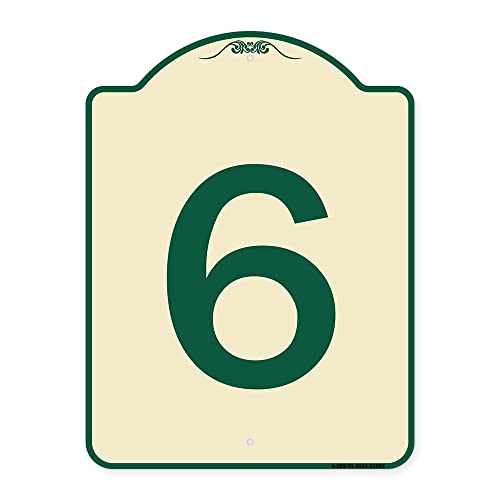 SignMission Designer Series Sign - Sign with Number 6 | Tan & Green 18" x 24" Heavy-Gauge Aluminum Architectural Sign | Protect Your Business & Municipality | Made in The USA