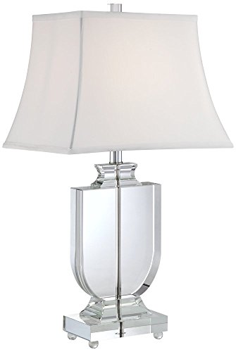 Vienna Full Spectrum Tilde Traditional Style Table Lamp 26.25" High Clear Crystal Urn Tapered Rectangular White Shade Decor For Living Room Bedroom House Bedside Nightstand Home Office Entryway #TOP29