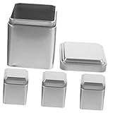 PRETYZOOM 4Stücke Zinnplattenspeicherbehälter mit Deckel Mini Teedosen für Lose Tees Snacks und Süßigkeiten Luftdicht für Küche und Geschenkideen Silberfarbig