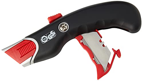 WEDO Safety Cutter Premium – Sicherheitsmesser mit automatischem Klingenrückzug, Metallgriff & Gummieinsatz, inkl. 5 Wechselklingen, ergonomisch für Rechts- & Linkshänder