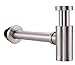 RANDOM Brass Contemporary Round Bottle P Trap 1 1/4,Basin Sink Waste Drain P Trap Kit (Brushed Nickel)