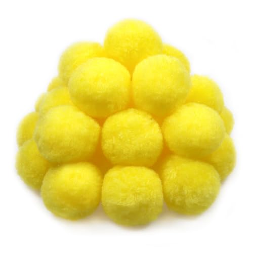 TOAOB 30pcs Large Pom Poms 2 Inch Yellow Craft Pom Poms Fuzzy Pompoms Balls for DIY Arts and Crafts Projects Home Decorations