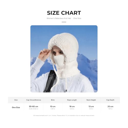 Women Thermal Balaclava 3 in 1 Hat with Scarf Winter Face Mask 1-Bk - image 5