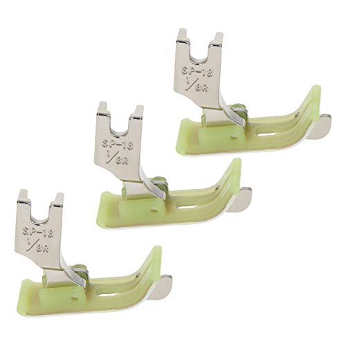 Image of Othmro 3Pcs #TSP-18 Presser Feet 1 /8in Compensating Raising Foot Sewing Machine Presser Feet Hinged Sewing Presser Foot with Right Guide for Single Needle Industrial Sewing Machines Yellow Silver