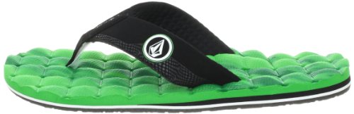 Image of Volcom Men's Recliner Sandals - Water-Friendly Flip Flops with Recliner Comfort Foam Footbed, Black Combo, 10