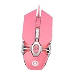 Veemoon シー有線ゲーミングマウス ピンク 発光 ブリージングライト 段対応 クリエイティブデザイン コンピューターマウス 人用
