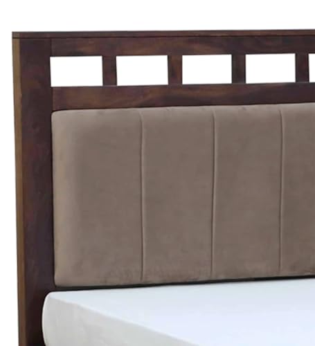 Image of EXCEL HOME EXCEL International Solid Sheesham Wood Queen Size Bed with Box Storage | Wooden Double Bed with Box Storage & Upholstered Cushined Headboard for Bedroom | Rosewood, Teak Finish