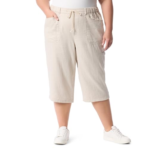 Gloria Vanderbilt Plus Dobby Skimmer Capris 1X Tan