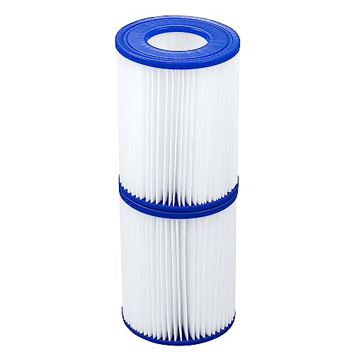 BESTWAY 58094 - Set de Dos Filtros de Agua Tipo II para Depuradora de Cartucho de 2.006 y 3.028 litros/hora para Bombas de 220-240 V, Ø 10.6 x 13.6 cm, Fácil de limpiar, Color varios, Pack of 2