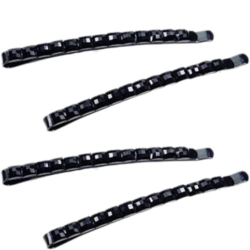 4Pcs Black Rhinestone Barrettes,Crystal Diamond Bobby Pin,Shiny Hair Pin,Hairpin,Sparkly Hair