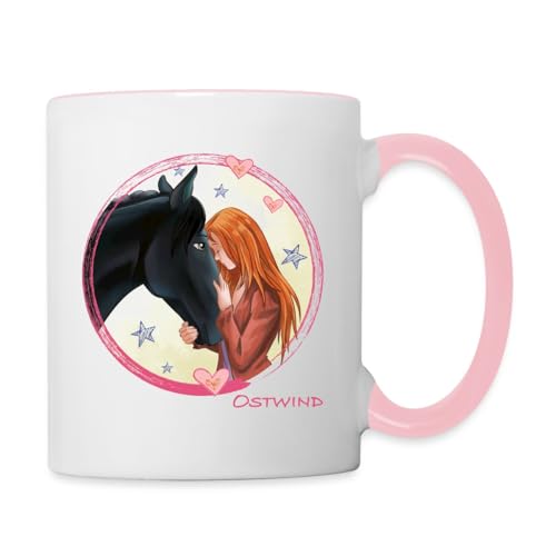 Spreadshirt Ostwind Mika und Ostwind Pferdeliebe Tasse Zweifarbig, One size, Weiß/Pink