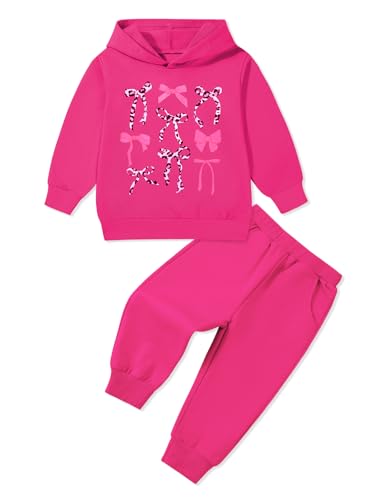 Toddler Baby Girl Clothes Fall Outfits Bowknot Sweatshirt Top Pants Set for Girls 18 24 Months 2T 3T 4T 5T 6-7 Years
