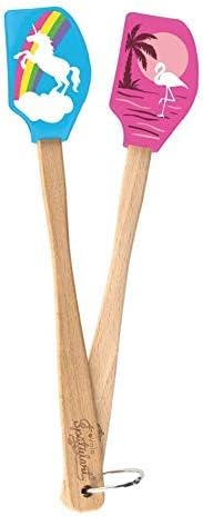 Miniatura 7 de Tovolo Spatulart - Juego de 2 mini espátulas de silicona de flamenco y unicornio, juego de espátulas de goma resistentes al calor con diseños de