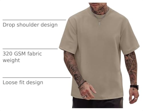 Image of Herberton Mens Oversized T-Shirts Heavyweight Stretch Thick Cotton Tee