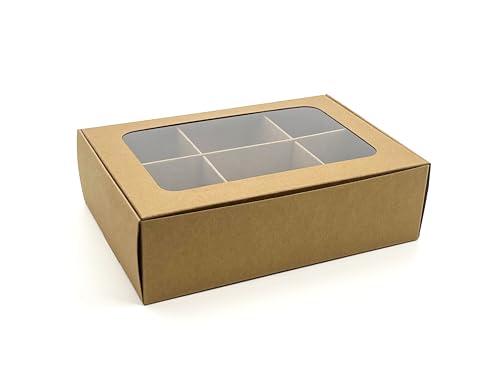 GRETEL BAKING 20-Ct Kraft Treat Boxes, 6.5x4.5x1.9in, Window & Dividers