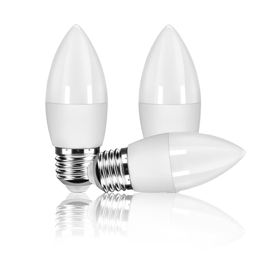 Ddlisu Edison E27 LED Screw Bulb, Large Screw 5W Energy Saving E27 Candle Light Bulbs, ES C37 Chandelier Light Bulbs, 450LM Warm White 2700K Lamps, Non-dimmable, Pack of 3
