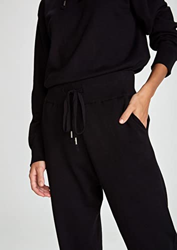 Calça Básica Feminina Cintura Super Alta Em Tricô Jogger Preto M