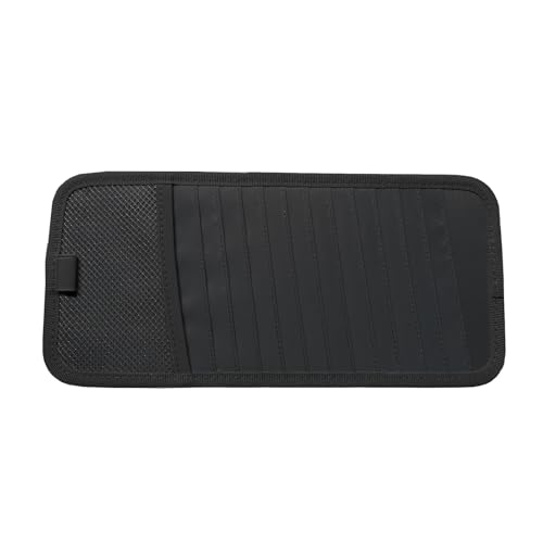 Image of Car CD Visor Organizer Large Capacity DVD Storage Case Holder Vehicle Sun Visor CD Holder with 12 Slots 1 Mesh Pocket 1 Pen Holder and Elastic Strap