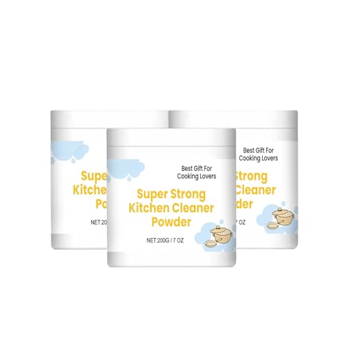 Polvo limpiador de cocina súper fuerte, potente limpiador de polvo multiusos de cocina, removedor de manchas de polvo de limpieza de acero inoxidable, polvo de limpieza de cocina (3 piezas)