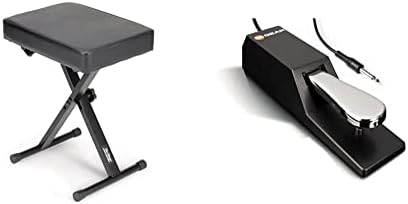 OnStage KT7800 Padded Keyboard Bench & M-Audio SP-2 - Universal Sustain Pedal with Piano Style Action For MIDI Keyboards, Digital Pianos & More
