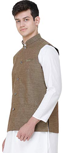 Gilet marron taille 58 Exotic India avec tissage losanges