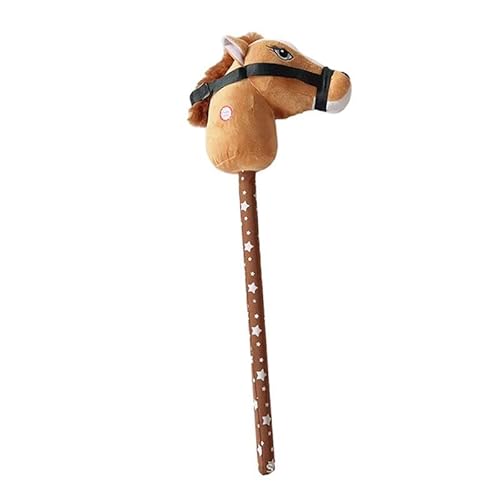 Stick Horse Horse Riding Stick, Sturdy Halloween with Sound Effects Hobby Horse Riding Toy for Boys Girls, Light Brown D