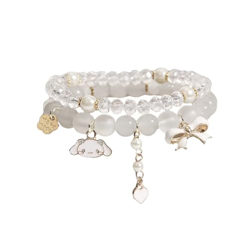 Image of SANNIDHI Crystal Bracelet for Girls Stylish Double Layer Pearl Crystal Bead Bracelets Jewelry with Cute Pendant Charm, Bracelet for Kids Women Ideal Gift for Girls