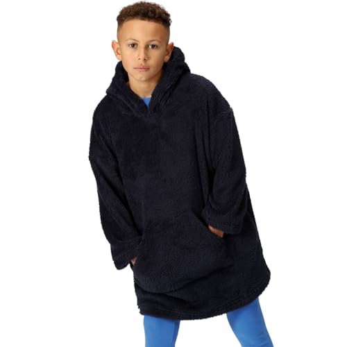 Kids Cosy Borg Fleece Oversized Hoodie Poncho - Navy - 9-13 Yrs3