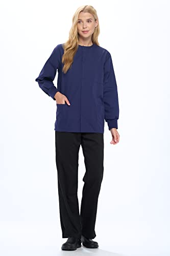 Natural Uniforms Warm Up Scrub Jacket-Navy Blue-Large - Thumbnail 3