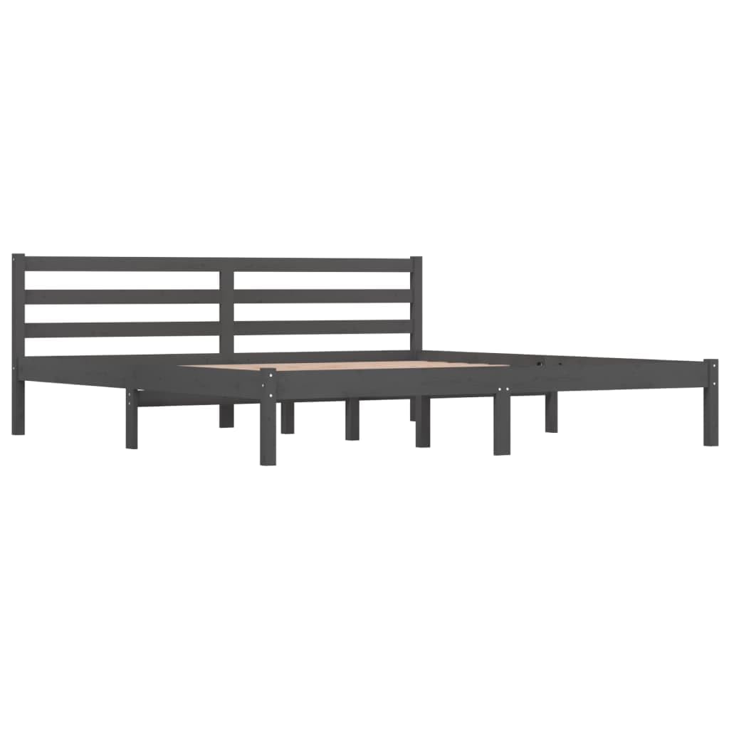 Bed Frame Solid Wood Pine 180x200 cm Grey Super King Size
