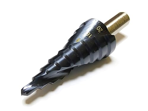 Vleant 4-20mm M35 Material HSS Triangular Shank Spiral Step Bit TiAlN Coated Black Step Drill Bit Power Tools, for Metal, Stainless Steel, Aluminum, Wood, Plastic…