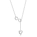 Sterling Silver Cubic Zirconia Heart and Infinity Lariat Style Y-Necklace, 16.5" + 2" Extender