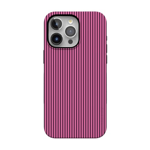 Casely iPhone 15 Pro Case | Stripes and the City | Pink & Purple Pinstripe | Bold Protective Design | Compatible with MagSafe