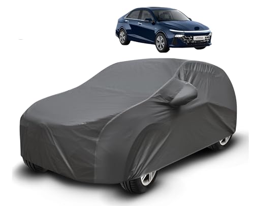 Image of Auto Hub Waterproof Car Cover Compatible with Verna (Model : 2023-To Till Date) with Mirror Pockets, Soft Cotton Lining, Verna Car Cover Waterproof, Grey