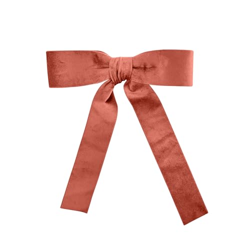 Large 8.5 Inch Stiff Velvet Hair Bow with Tails (Mauve)