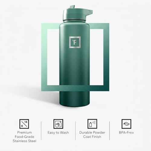 Image of IRON FLASK 40 oz Wide Mouth Water Bottle with Straw | Insulated Stainless Steel Sports Water Bottle with Leakproof Straw Lid - BPA Free, Cold 24 Hrs, Sweat Free (Sage)