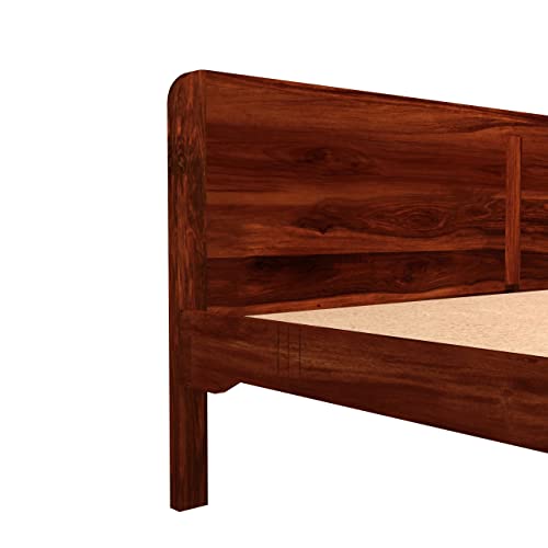 Image of Solid Sheesham Wood Mehraab King Size Bed Without Storage with Headboard | Palang Cots Wooden Double Beds for Bedroom, Living Room, Hotel and Home (Honey Finish)