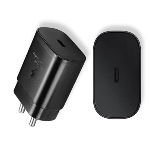 Image of Original Super Fast Charger with C to C Cable Compatible with Samsung | S23 Fe / S22 / S21 Fe 5G / S20 (Adapter*Cable)*Black | 25Watts GFR568