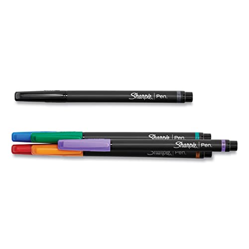 Sharpie 1751690 Plastic Point Stick Permanent Water Resistant Pen Assorted Fine 6/Pack #TOP3