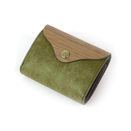 [VARCO REAL WOOD] Palm wallet コンパクト mini ミニ ウォレット メンズ レディース 本革 天然木 ウッド レザー 日本製 (プエブロオリーブ)