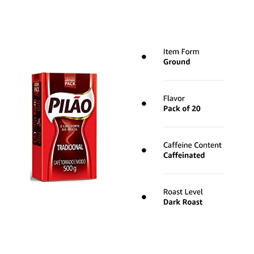 Coffee Rost And Ground - Café Torrado E Moído - Pilao 17.60Oz. (500G) - Gluten-Free - (Pack Of 20) #TOP1